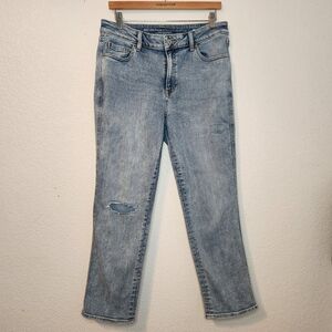 Chico's Define Me Denim Light Blue Straight Leg Ankle Jeans,‎ Size 14R